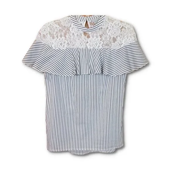 🚨084 Belle Sky Lace and Ruffled Top - Picture 2 of 10